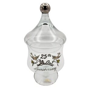 VTG Viking Glass 25th Anniversary Candy Dish Lidded Footed Compote USA MCM